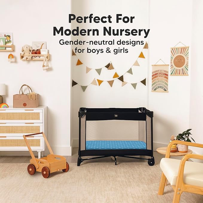 2-Pack Mini Crib Sheets Fitted - 38x26 Pack N Play Sheets for Pack and Play Mattress, Organic Cotton, Soft & Breathable Playard Bedding, Neutral Mini Toddler Bed Cover for Boys, Girls (KeaPixel)