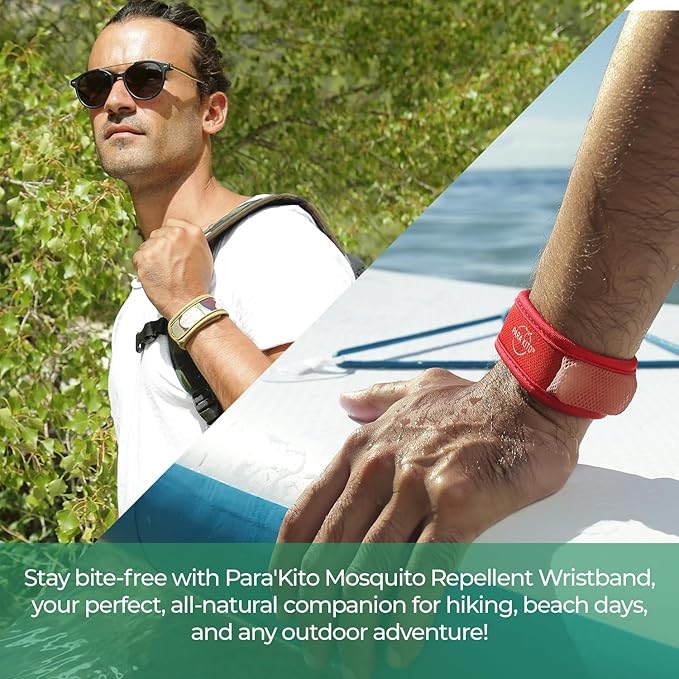 PARA'KITO Mosquito Insect & Bug Protection Wristband - Mosquito Stickers & Bug Spray Alternative - Summer Essentials, Beach Accessories, Hiking & Camping Essentials - Natural Essential Oils (Peacock)