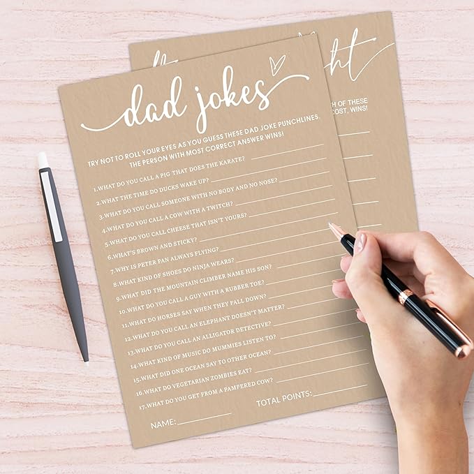 Hilarious Baby Shower Game Cards Ideas, 5" x 7" Double-Sided Baby Shower Games for Girl or Boy, Brown Minimalism Gender Reveal Party Supplies - E09