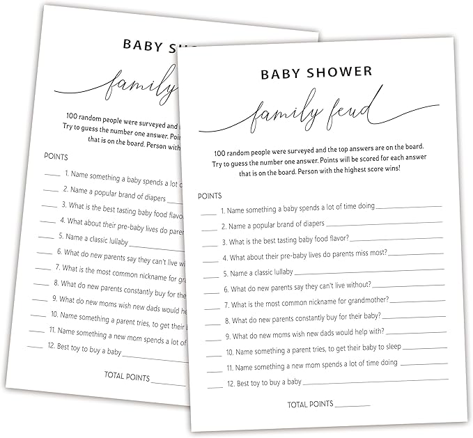 Baby Shower Family Feud Game - Pack of 30 Game Cards 1 Answer Key, Baby Shower Game for Boy & Girl, Gender Neutral Baby Shower Decorations, Baby Feud Game Supplies-07