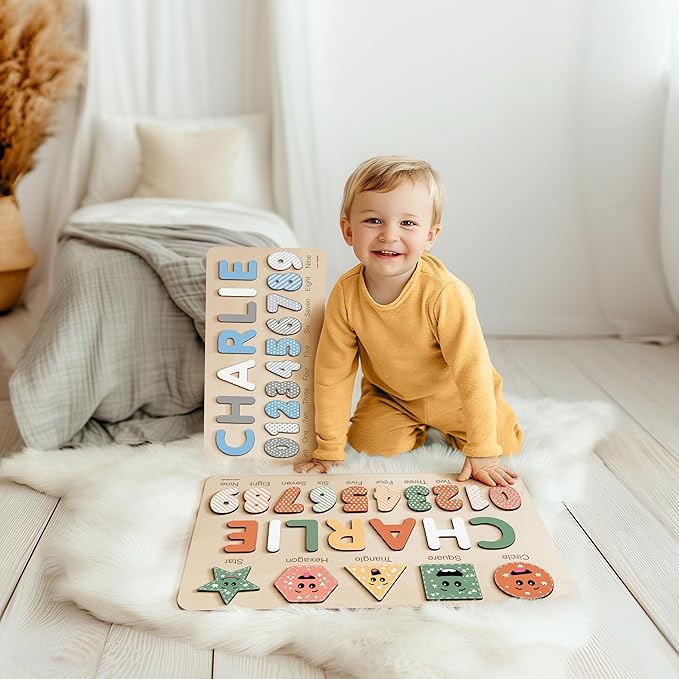 Personalized Name Puzzle for Babies & Toddlers - Zuzu Puzzle Wooden Toy, for 1-Year-Olds, Christmas & Special Occasions (0-36 Months)