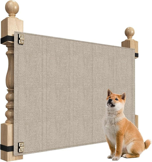 Baby Fabric Gate for Stairs Banisters - Dog and Pet Safety Barrier Gates for Stairway - No Drill Banister to Banister Baby Kids Gates for Stairs (Apricot, Wide 55" to 65" Height 34")