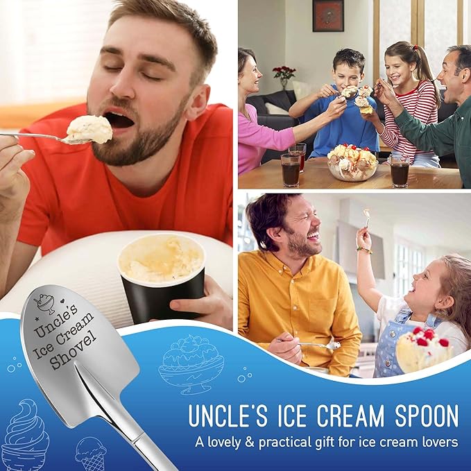 Unique Uncle's Ice Cream Shovel Spoon Scoop - Stocking Stuffers for Uncle from Niece or Nephew - Fathers Day & Retirement Gift
