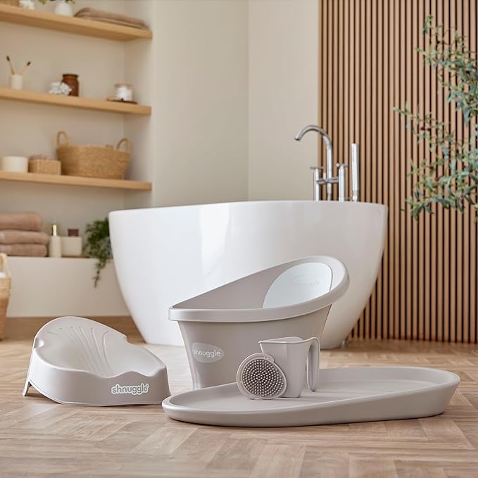 Newborn Baby Bath | Built in Support Bump and Soft Backrest | Suitable from Newborn | Bath Seat Support Includes Plug | Taupe