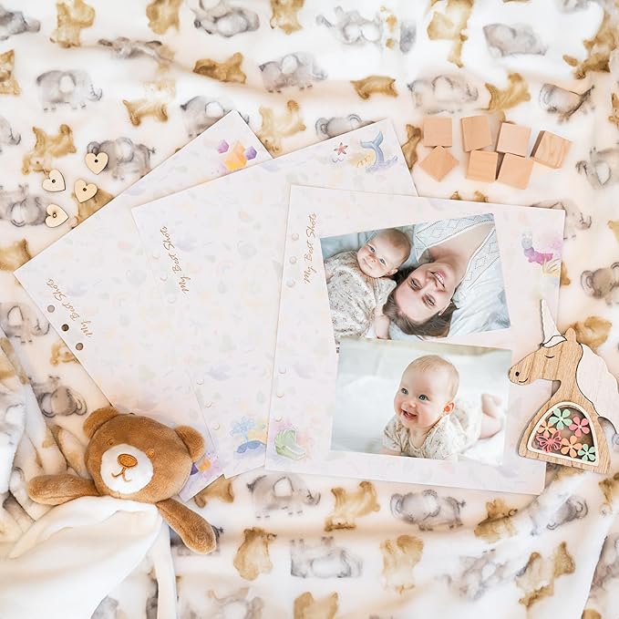 9" x 9" Extra Pages for Photos, Stories, and Wishes – Perfect Fit for Yulka Crafts Baby Memory Book “Choose Joy” 9" x 9" | 10 Additional Paper Sheets for Loose-Leaf Baby Photo Album - Refill Paper Set