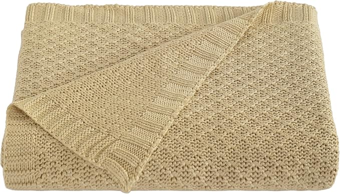 NTBAY Cable Knit Cooling Toddler Blanket, Soft and Breathable Baby Blanket 30x40 Inches Made from Rayon Derived from Bamboo for Crib, Stroller, Nursery, Khaki