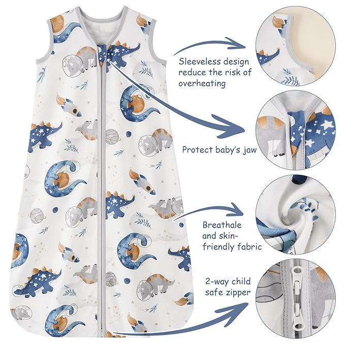 Looxii Baby Sleep Sack 0.5 TOG, 100% Cotton 3 Pack Wearable Blanket Baby Sleep Bag for Newborn Infant, 2-Way Zipper Lightweight Toddler Sleeping Sack 0-6 Months