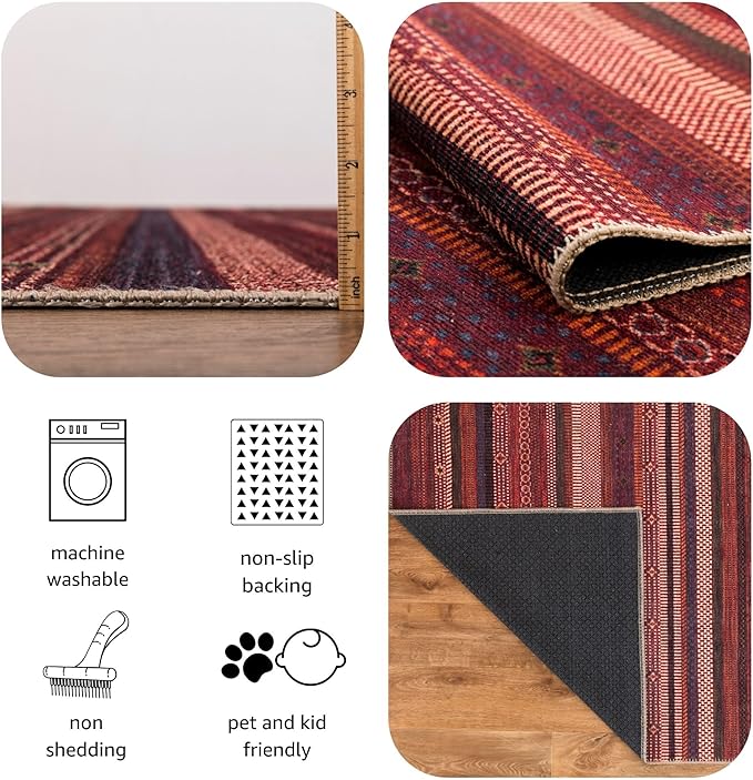 Keen Home Design 3x5 Rug - Machine Washable Entry Rug with Non-Slip Backing, Ideal for Enteryway, Kitchen, Bathroom, Laundry Room - Vintage, Easy Clean, Durable, Low Pile Rug - (3' x 5')