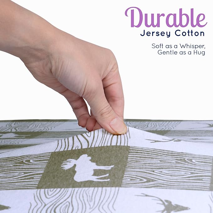 Fitted Unisex Crib Sheets (3 Pack) by GROW WILD - Jersey Knit Cotton Crib Sheets for Boys or Girls, 52β x 28β x 9β Crib Bedding Set (Forest Fun)