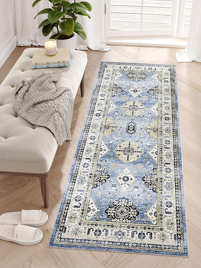 Dripex Tribal Washable Runner Rug-2x5 Non-Slip Non-Shedding Runners for Hallways Stain Resistant Kitchen Mat Laundry Entryway Carpet Runner for Doorway Entrance Bedroom Living Room Decor