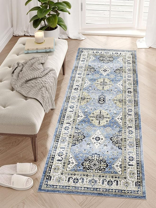 Dripex Tribal Washable Runner Rug-2x5 Non-Slip Non-Shedding Runners for Hallways Stain Resistant Kitchen Mat Laundry Entryway Carpet Runner for Doorway Entrance Bedroom Living Room Decor