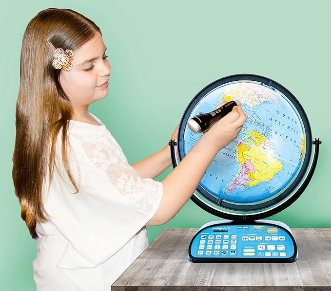 Replogle Globe For Children Interactive 12 Inch Talking World Globe With Stand,Learning Educational Toy4Kids For Classroom Kids Ages 4-8 & Decor