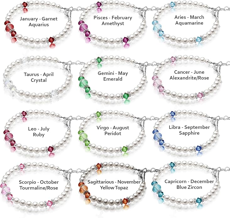 Custom Birthstone Bracelet for Kids, Initial Bracelets for Girls, 925 Sterling Silver Personalized Gifts for women, Crystal jewelry, Newborn Baby Girl, infant, Toddler, Teen, Mother, Birthday Gift
