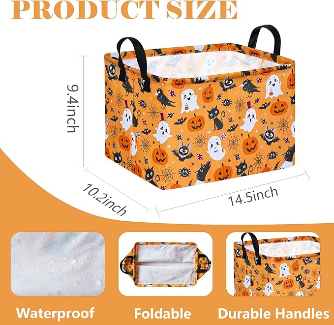 Ghost Happy Halloween Kids Gift Shelf Storage Basket Organizer Box Clothes Laundry Hamper Toys Nursery Basket Baby Laundry Basket with Handles
