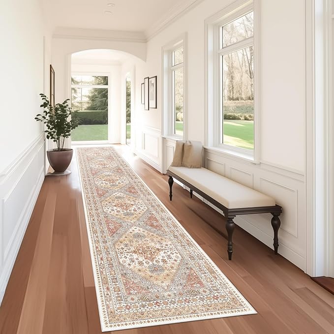 zesthome Washable Runner Rug 2.5x16 - Stain Resistant Entryway Rug,Ultra-Thin Kitchen Rugs, Anti Slip Backing Runner Rugs for Entrance Laundry Room Indoor Hallway (Orange,2.5'x16')