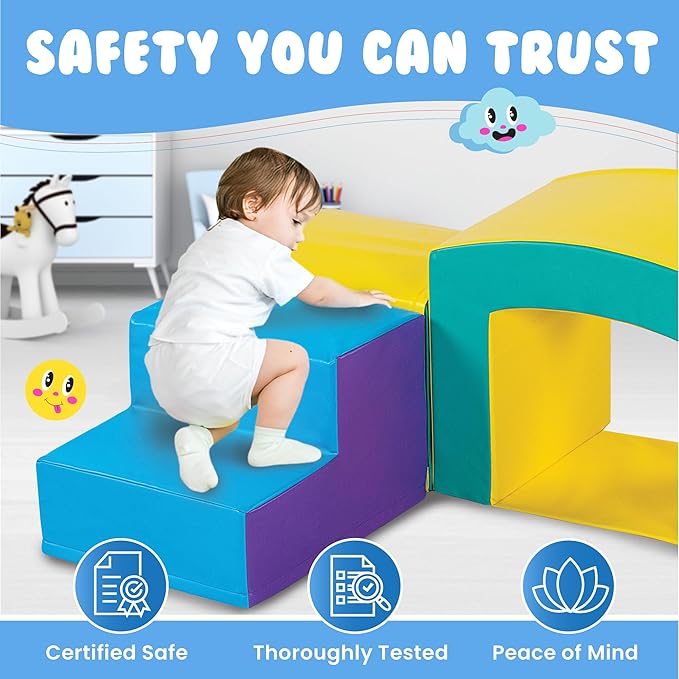 New Bounce Toddler Climbing Toys - Soft Play Set for Kids - Foam Climbing Blocks - Safe Soft Gym Equipment - Great for All Ages