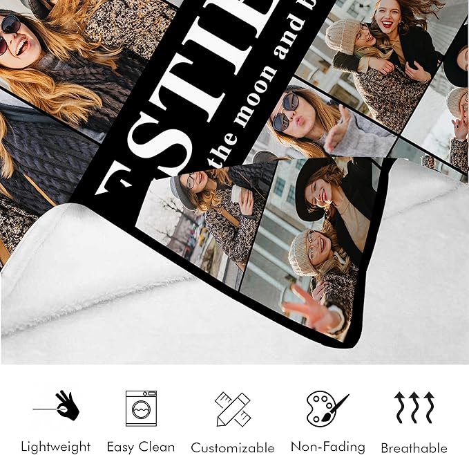 Custom Photo Blanket - Best Friendship Gift for Women, Personalized Birthday Present