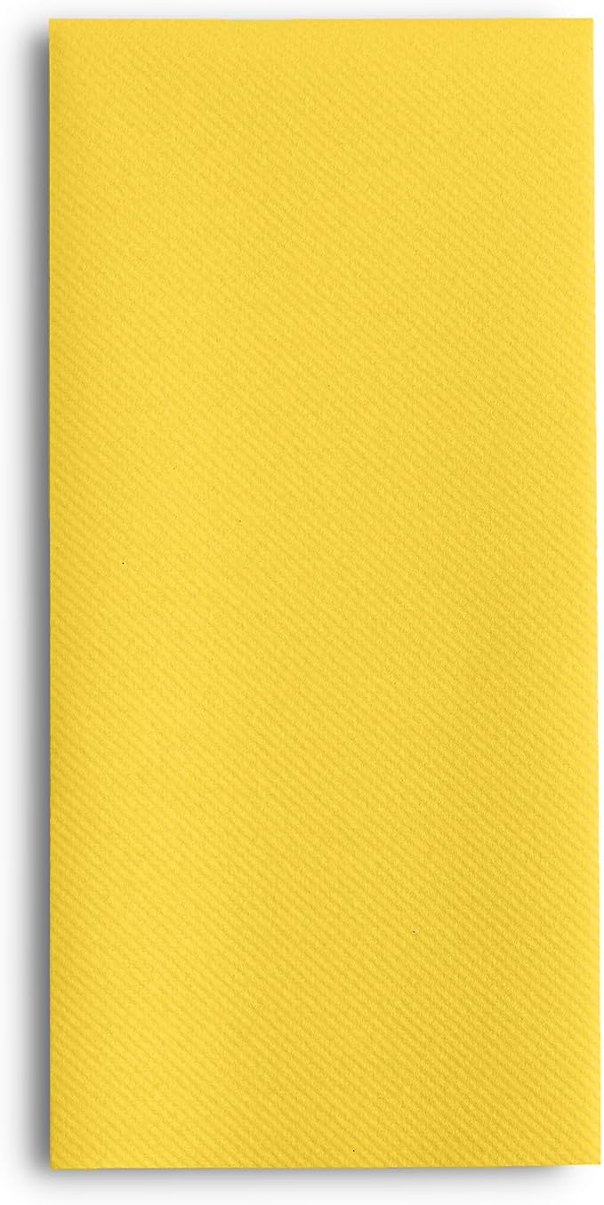 Linen-Feel Ywllow Paper Napkins - Decortive Cloth-Like Disposable Dinner Napkins - Soft And Absorbent Napkins for Thanksgiving, Party, Wedding, Bathroom Or Any Occasion. (Pack of 100)