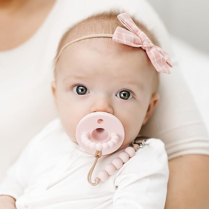 Ryan & Rose Cutie PAT Pacifier Teether (Flat, Pink)
