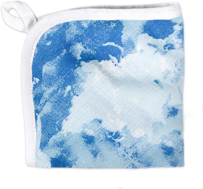 HonestBaby Organic Cotton Washcloth Multi-Pack, 5-Pack Watercolor World/Navy, One Size