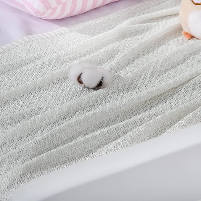NTBAY Cable Knit Cooling Toddler Blanket, Soft and Breathable Baby Blanket 30x40 Inches Made from Rayon Derived from Bamboo for Crib, Stroller, Nursery, White