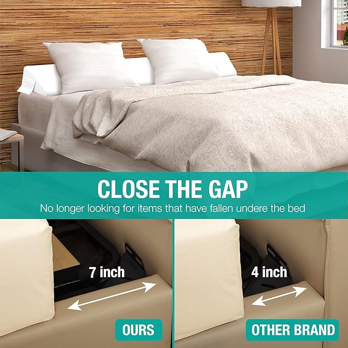 Vekkia Queen Size Bed Wedge Pillow for Headboard Gap/Mattress Wedge Gap Filler/Bed Gap Filler Fill 0-6" Gap Between Headboard and Mattress,60"x10"x6"-White