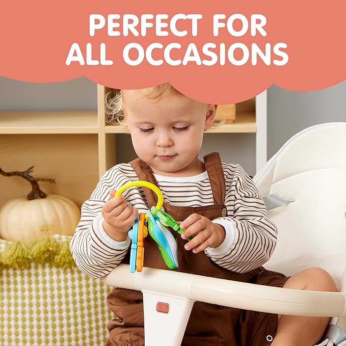 JOYIN Baby Car Keys Teether - Toddlers Sensory Learning Toy w/Music & Lights - Musical Toys for Travel - Birthday Gifts for Baby Age 10+ Months