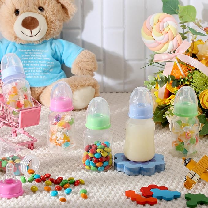 30 Pcs Baby Shower Favors Party Game Mini Baby Bottles Gift Sets for Baby Shower Boy Girl Gender Reveal Birthday Party Supplies Gift (Pink,Blue,Green)