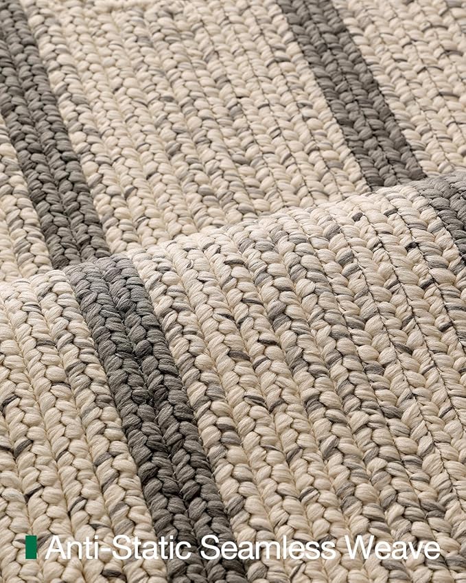 LUMI Runner Rug Non Slip for Hallway, 3'x10' Natural Rustic Carpet No Shedding, Farmhouse Braided Area Mat Indoor High Traffic for Living Room, Entryway, Kitchen, Laundry