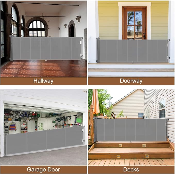 Upgraded 120 inch Retractable Baby Gates Extra Wide with Reinforced Strip Design to Prevent Crawling Through, 10 Foot Retractable Dog Gate, 34" Tall, Retractable Gate for Indoor/Outdoor