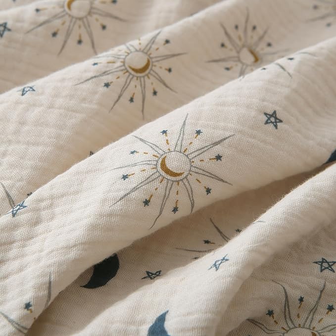 DaysU Baby Blankets Unisex with Muslin Cotton Front and Dotted Fleece Back, Silky Micro Super Soft Plush Newborn Baby Blankets for Boys Girls, Bed Blanket Bed Throws, Star Moon, 30x40 inches