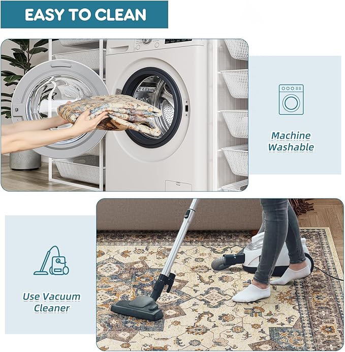 Dripex Tribal Washable Runner Rug-2x5 Non-Slip Non-Shedding Runners for Hallways Stain Resistant Kitchen Mat Laundry Entryway Carpet Runner for Doorway Entrance Bedroom Living Room Decor