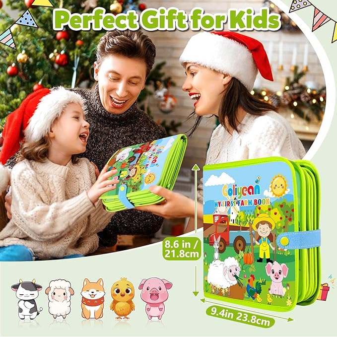 GOLIYEAN Montessori Busy Book for Toddlers 1-3, Montessori Toys Busy Board for 1 Year Old Boy Girl Birthday Gifts, Educational Learning Sensory Activity Books, Quiet Book Travel Toys for Airplane Car