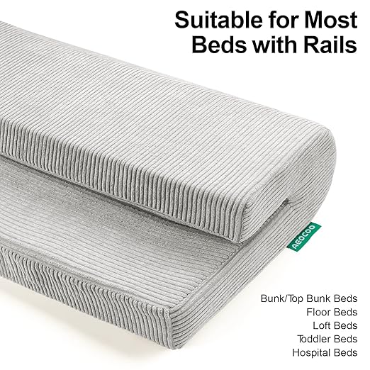 Bed Rail Bumpers Protector, Hospital Bed Rails Padding, Loft Beds and Bunk Beds Bumpers Protector, Premium Soft Memory Foam - Anti-Bump | Fall Prevention, Size 27.6 x 5.5 x 11.8 Inches, Gray
