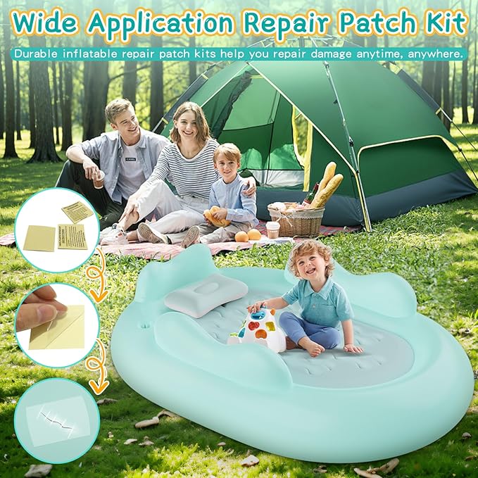 Inflatable Toddler Travel Bed - Blow Up Mattress for Kids with Waterproof Sheet Protector Portable Toddler Bed Baby Air Mattress with 3 Sides, Cozy Kids Air Mattress Set with High-Speed Pump
