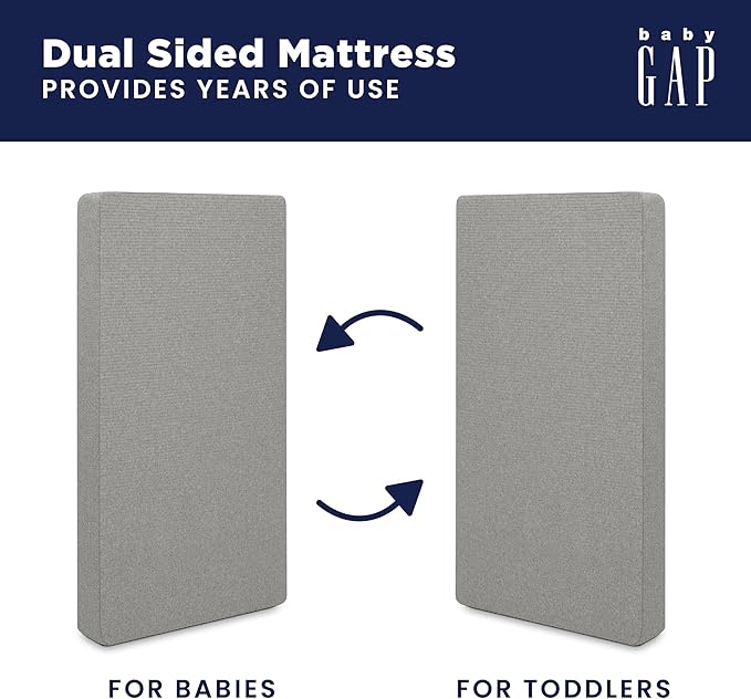 GAP babyGap TrueSleep 2-Stage Deluxe Crib and Toddler Mattress - Waterproof - GREENGUARD Gold Certified – Temperature Regulating – Moisture Wicking
