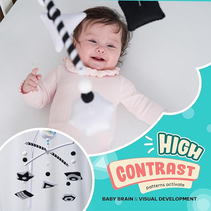 EVERLOVE Montessori Mobile Baby for Crib (TINITIGIES) - Black and White Mobile Give Visual Stimulation to Engage Your Newborn - Baby Crib Mobile for Boys & Girls - Baby Mobile for Crib