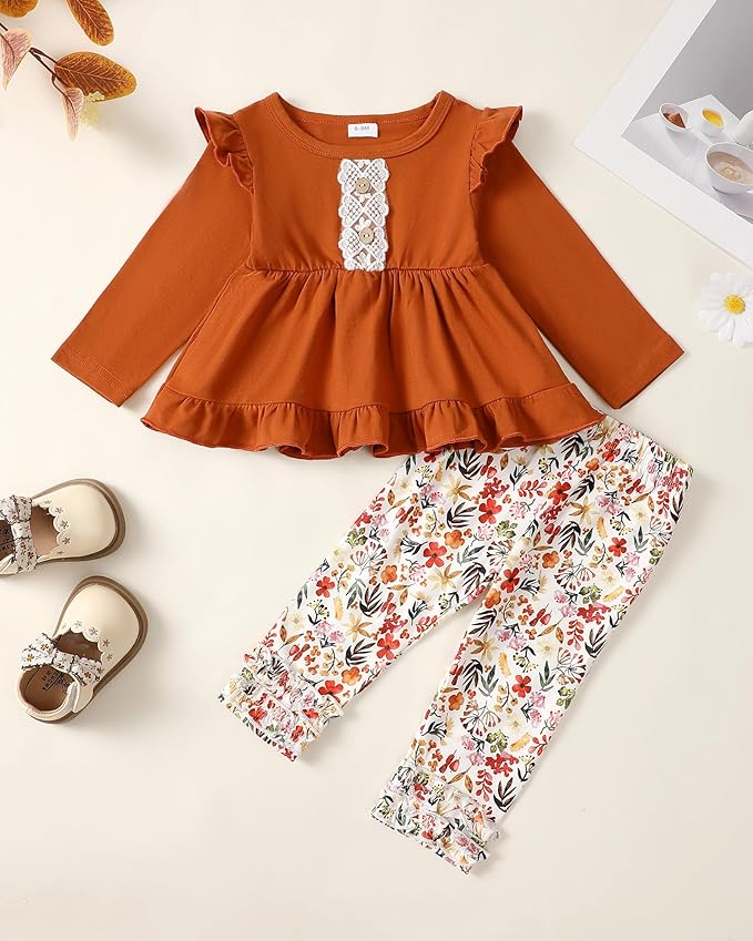 Baby Girl Clothes Toddler Girl Outfits Ruffle Shirt Pants Cute Infant Outfit Set Baby Girl Fall Winter Clothes