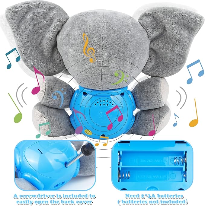 Plush Musical Baby Toys,Cute Elephant Toys for 3-6-12 Months Boys & Girls, Cute Stuffed Animal Infants Baby Toy, Elephant Baby Stuff,Toys for Infants 0-6 Months