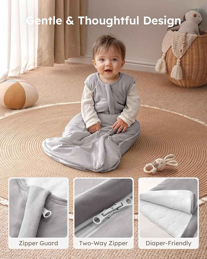 Yoofoss Rayon Made from Bamboo Baby Sleep Sack 18-24 Months 1.0 Tog Baby Wearable Blanket, Super Soft Infant Toddler Sleeping Sack 2-Way Zipper