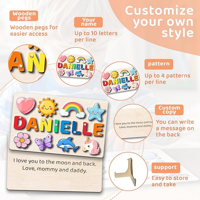 Personalized Puzzles for Toddlers 1-3,Name Puzzle for Kids Personalized,Name Puzzle for 1 Year Old,Educational Toys, Easter Gifts