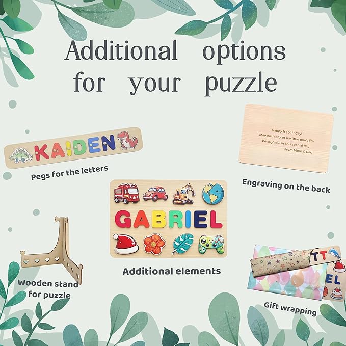 Toddler Puzzles,Custom Wood Name Puzzles for Toddlers,Personalized Gifts for Kids,1 Year Old Birthday Gift,Montessori Toys,Baby Boy Gifts