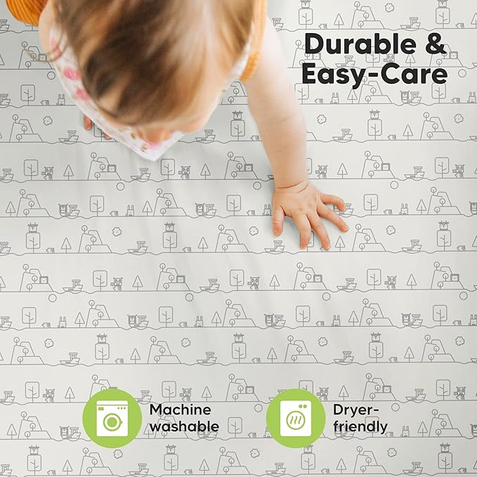 2-Pack Mini Crib Sheets Fitted - 38x26 Pack N Play Sheets for Pack and Play Mattress, Organic Cotton, Soft & Breathable Playard Bedding, Neutral Mini Toddler Bed Cover for Boys, Girls (KeaPixel)