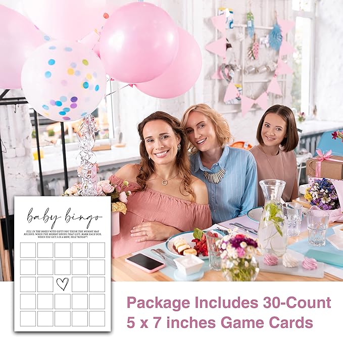 ZIIUFRN Baby Shower Games(5" X 7"), 30 Sets Modern Black and White Baby Bingo Guess Gift Game Cards, Boy Girl Gender Neutral Baby Shower Supplies-B07