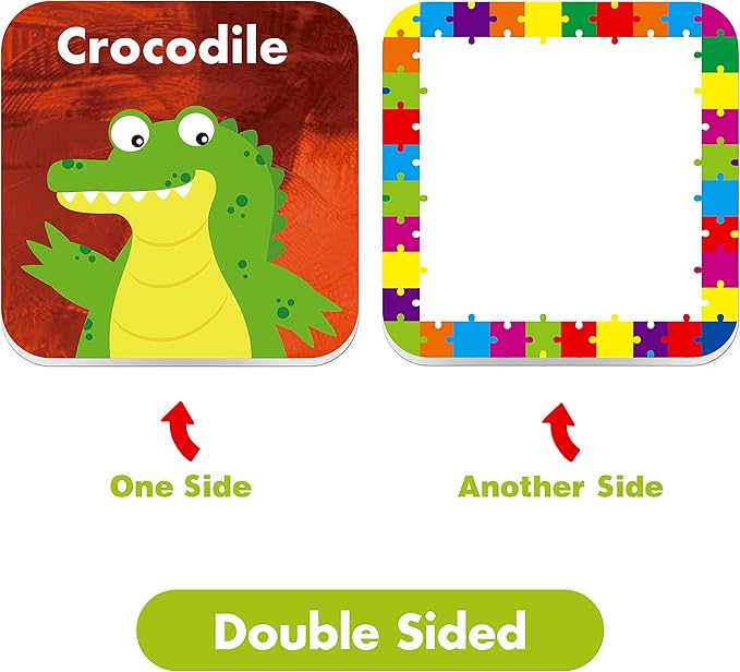 Hebayy 36 Pair Animals Matching Game Cartoon Flash Cards Erasable(72 PCs, Each Measures 2” X 2”)