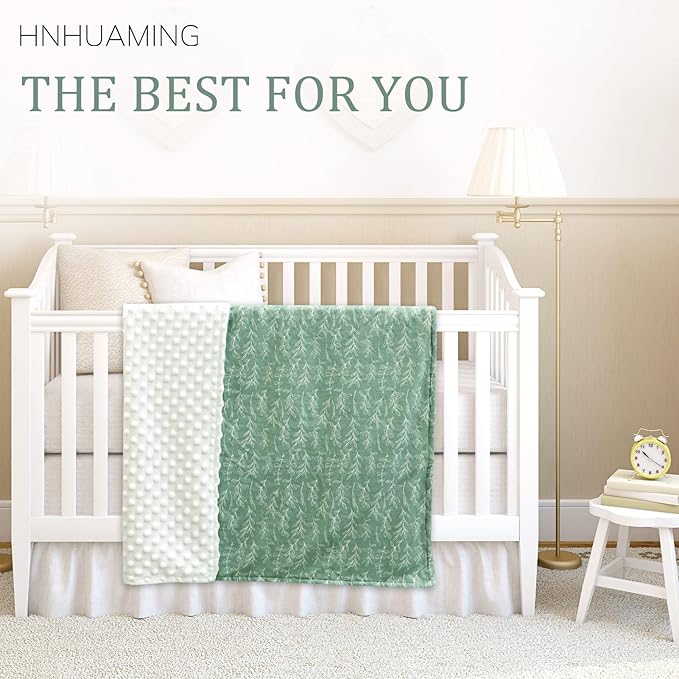 Green Sage Baby Blankets, Sage Toddler Blanket for Boys Girls, Dotted Backing, Double Layer, Crib Receiving Blanket, for Nursery/Stroller/Toddler Bed/Carseat, 30 x 40 Inch