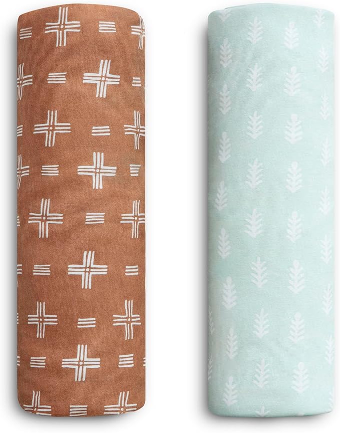 Delta Children Fitted Crib Sheets for Girls and Boys - 100% Organic Cotton Crib Sheet for Standard Crib and Toddler Mattresses - 28x52 Inch - GOTS Certified (Pack of 2), Neutral Boho