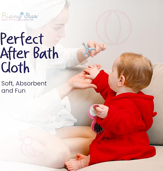 Rising Star Baby Toddler Robe Or Kids Robe for Girls and Boys - Kids & Baby Bath Robe Spa Set with Washcloth or Slippers