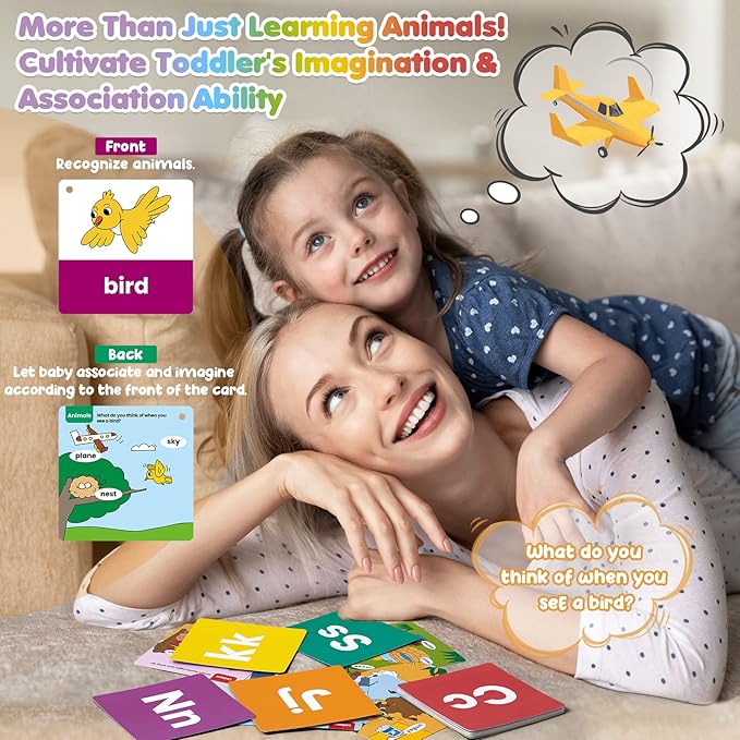 beiens Flash Cards for Toddlers 1-4 Years - 105 Cards - 210 Sides with Rings - Learn Colors, Number, Shapes, Animals, Body Parts, ABC Letters & Sight Words - Fun Learning and Educational Flashcards