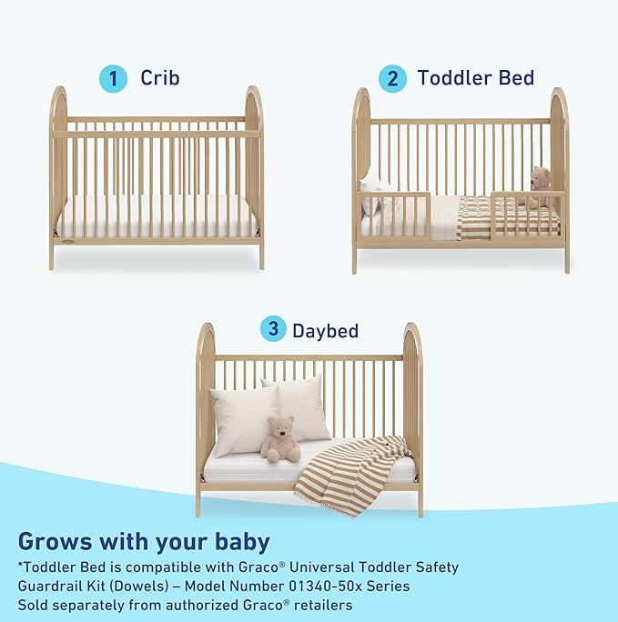 Graco Olivia Convertible Crib and Graco Premium Foam Crib & Toddler Bed Mattress Bundle (Driftwood) – GREENGUARD Gold Certified, Standard Crib Mattress, Baby Crib Converts to Toddler Bed & Daybed